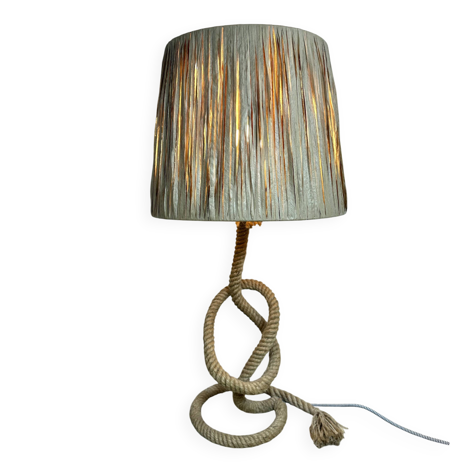 Audoux Minet lamp in rope and raffia 1950s