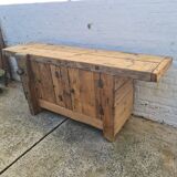 Old two-door fir workshop workbench