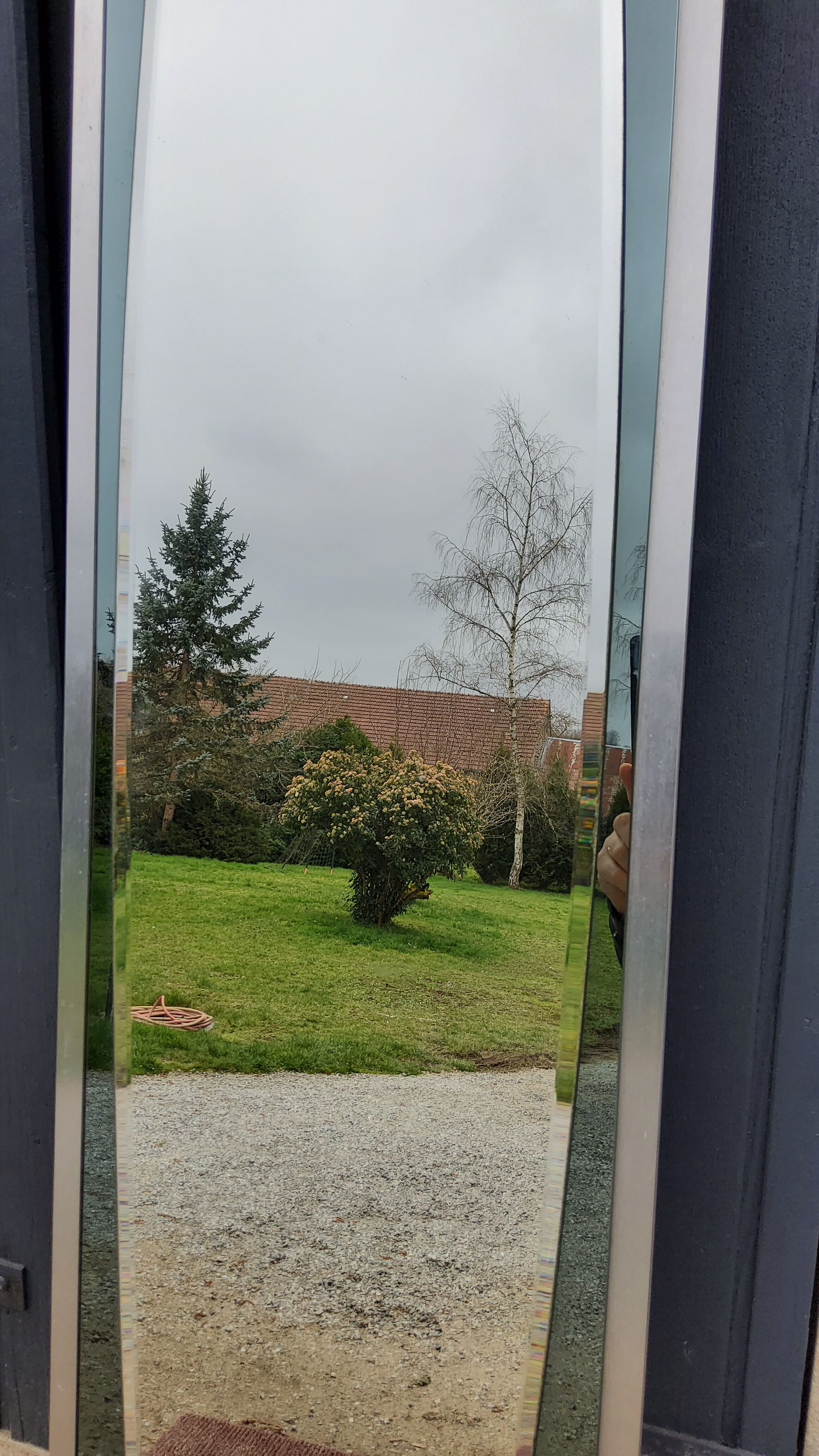 Large mirror mirror rear-view mirror of the 70s 36x136cm