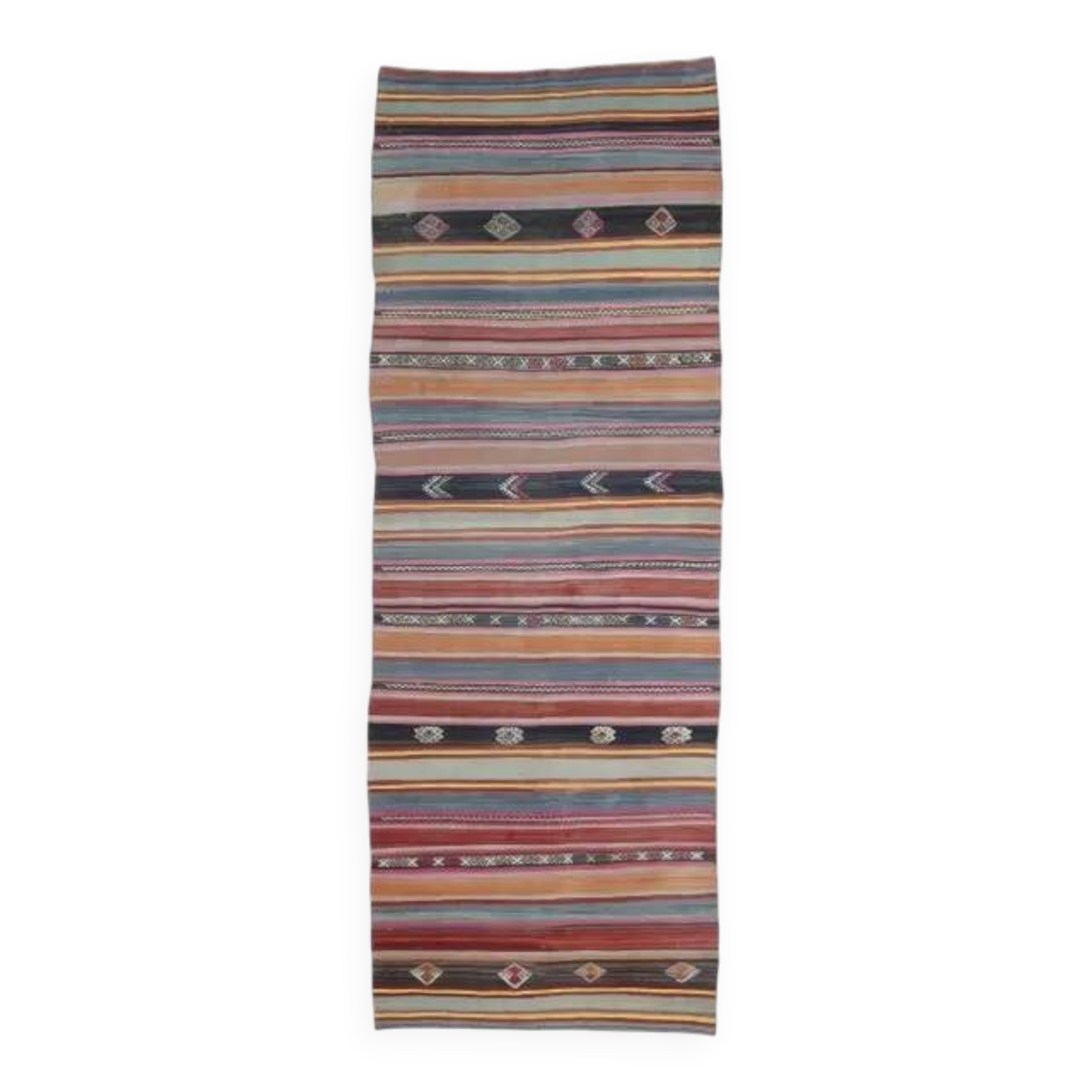 Turkish handwoven wool kilim rug 116x325