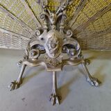 Antique french bronze fireplace screen peacock, from around 1900.