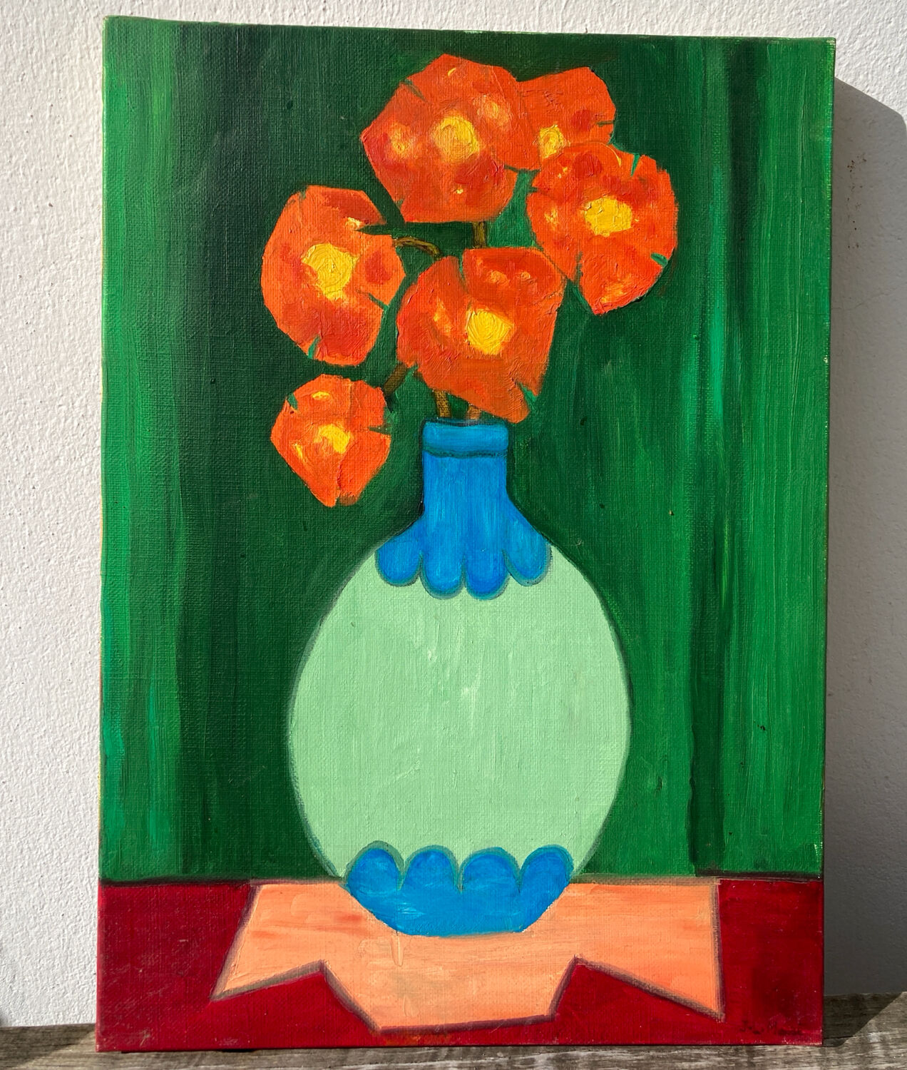 Bouquet de fleurs huile sur toile signée