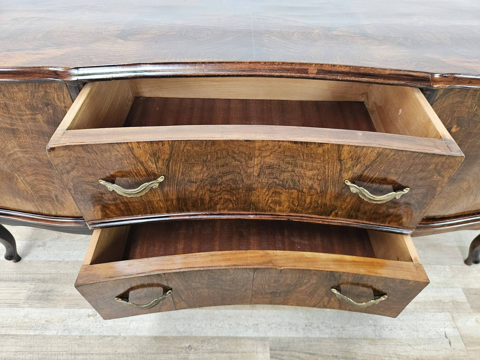 Chippendale walnut burl vanity, 1940