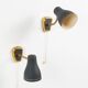 Jacques biny (designer) - pair of adjustable wall lights in brass & metal