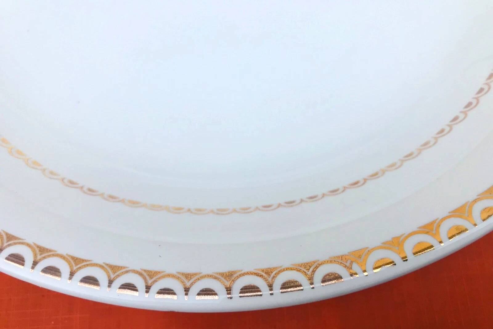 1950s Serving Dish Hollow Earthenware with Gold Frieze Decoration