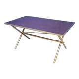 Table basse pied bambou doré et formica palissandre 1972
