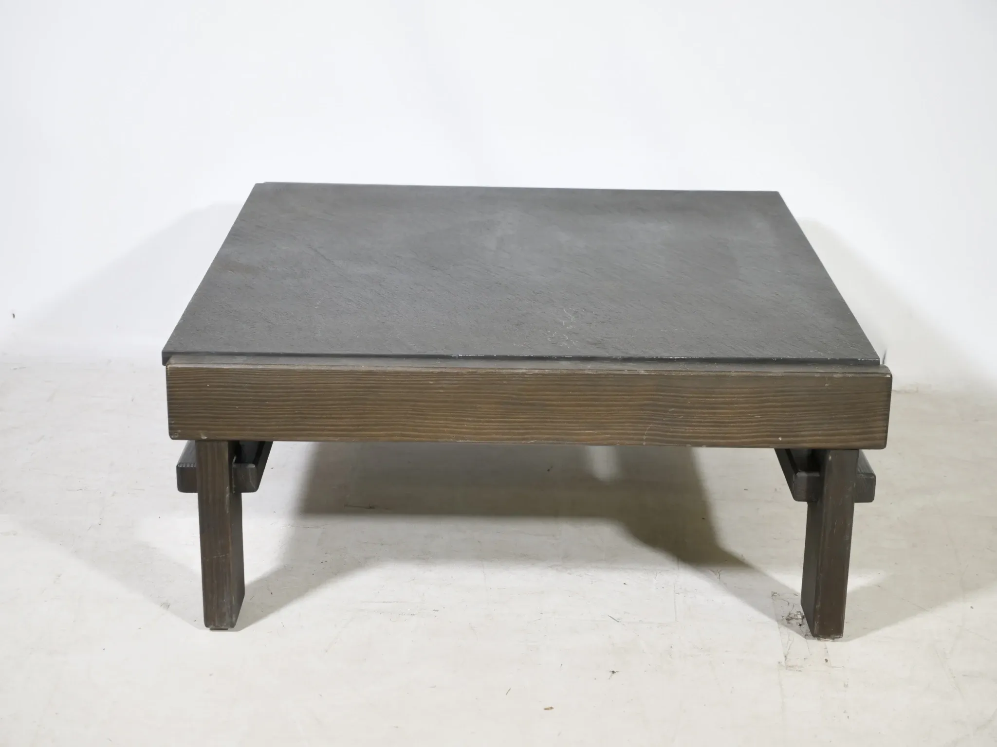 Brutalist Lounge Set in Light Brown Leather & Pine by Carl Straub, Set of 3
