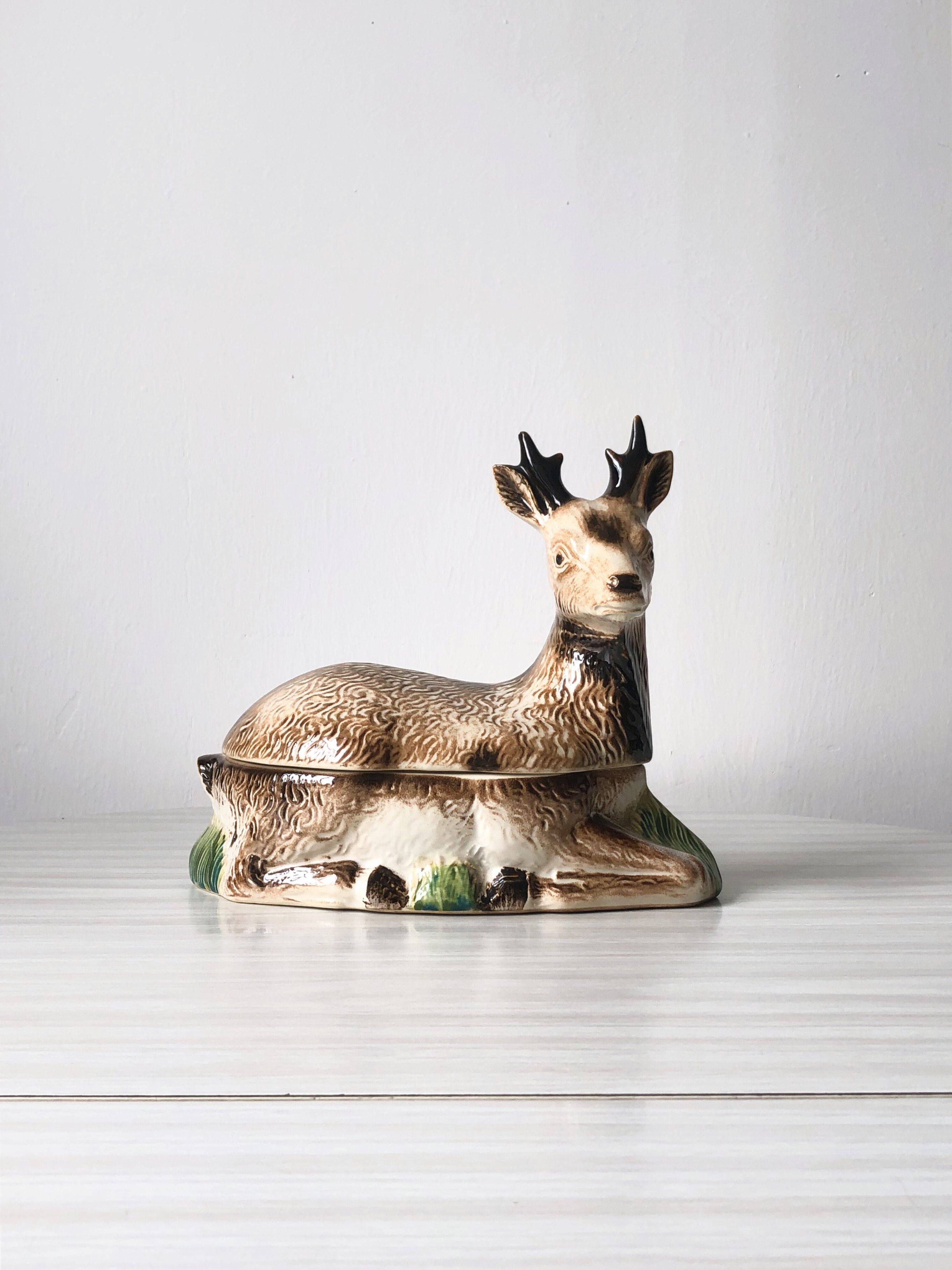 Michel Caugant Terrine deer deer ceramic earthenware vintage