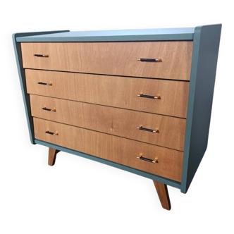 Vintage 1960s chest of drawers – restored – cactus green & natural wood