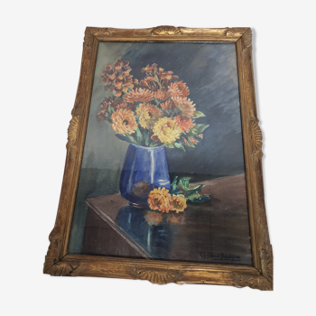 Bouquet de fleurs aquarelle ancien