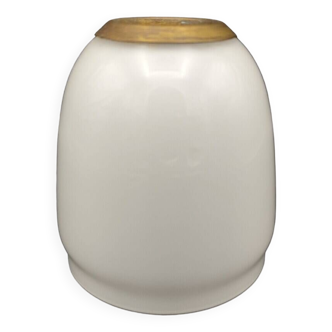 Vintage french mid century white opaline shade with brass rim at the top