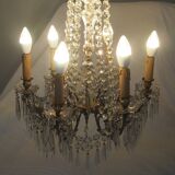 Napoleon III chandelier with crystal pendants, signed Portieux 19th century