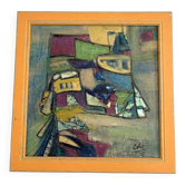 Tableau Composition Abstraite Inclusion Vitrail Vitraux géométrique Moderne