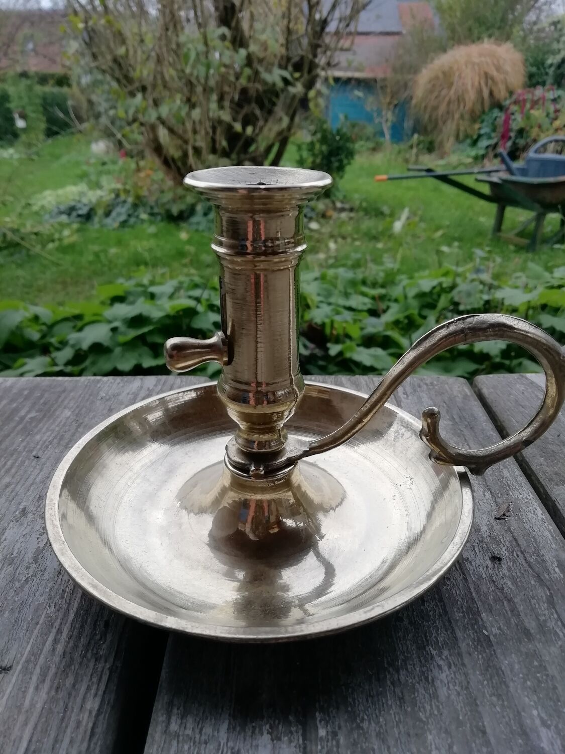 Pair of brass candle holders