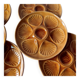6 OYSTER PLATES amber earthenware France