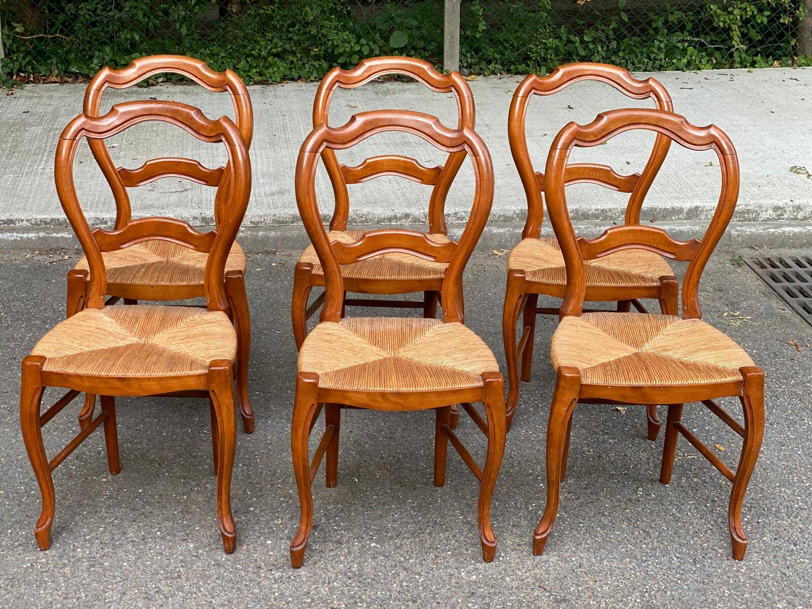 6 Louis Philippe straw chairs