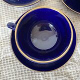 Midnight blue and gold coffee cups and saucers
