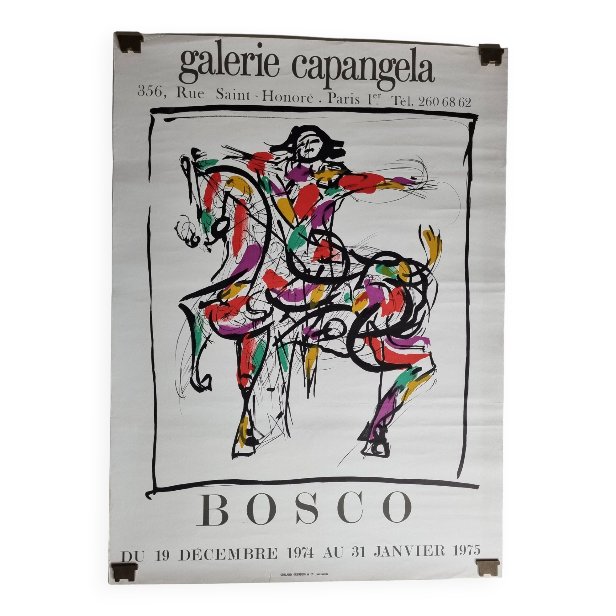 Affiche originale lithographiée "Pierre Bosco", années 70, 64 cm