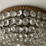 Vintage ceiling light with pendants and brass.