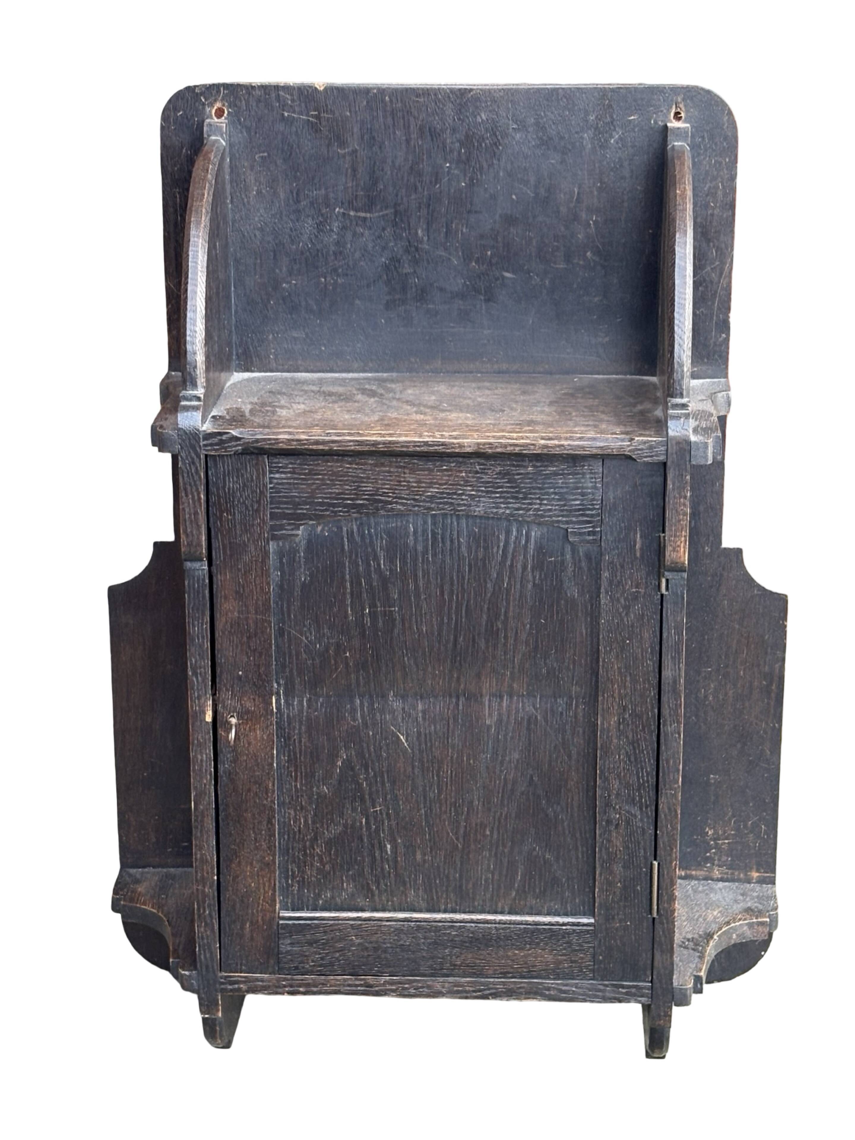 Art Deco hanging cabinet, wall cabinet, 1920s oak design