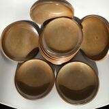 11 Dessert plates Brenne, speckled with caramel