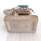 Elephant statue Polychrome ceramic sculpture signed