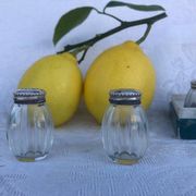 Vintage Cardeilhac/Christofle Crystal Salt & Pepper Cellars: 950 Silver Lid