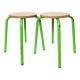Set of 2 vintage green metal and wood stools