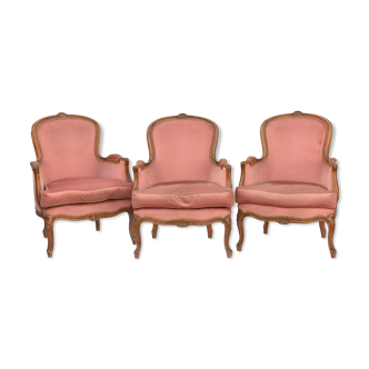 Suite of 3 Louis XV-style armchairs