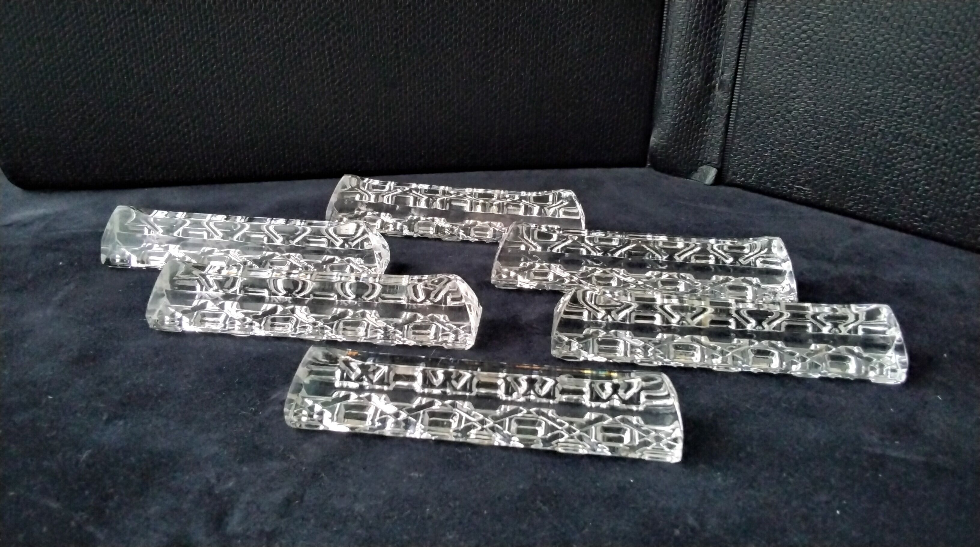 Set of 6 Lead Crystal Knife Holder Triangular Shape
