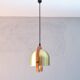 Mid Century Italian Modern Brass and Oak adjustable height Chandelier 70s