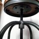 Set of two bar stools in wood and metal, industrial style.