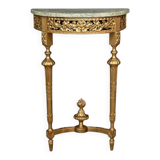 Small Half-Moon Console in Marble and Gilded Wood, Louis XVI Style – 20th Century