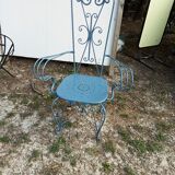 Large blue wrought iron garden furniture