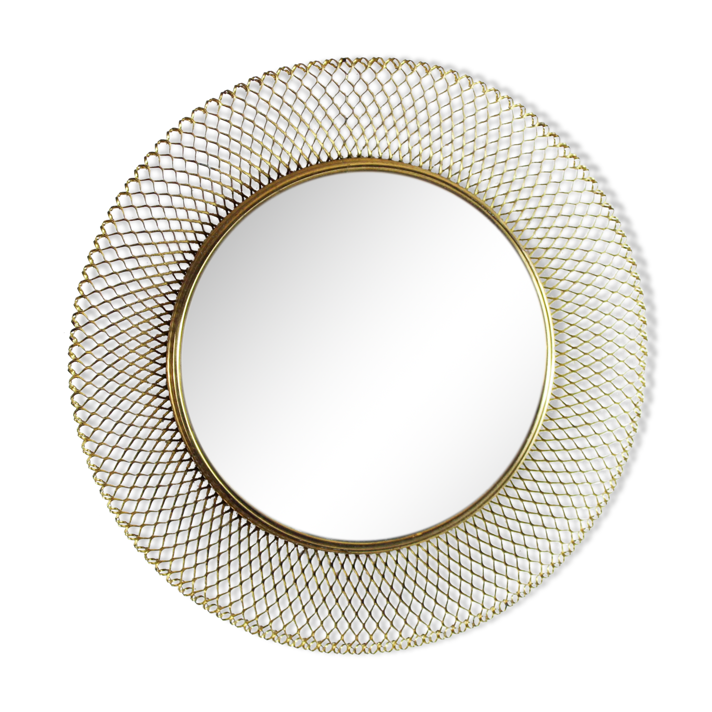 Vintage round mirror in gilded metal