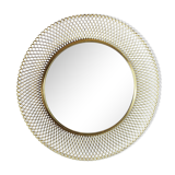 Vintage round mirror in gilded metal
