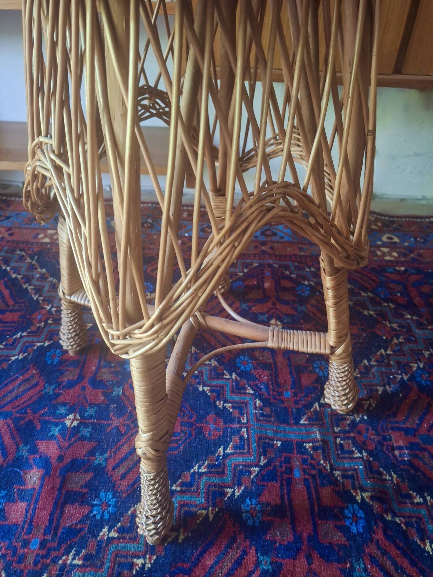 Circular bamboo and faux marble coffee or wine table, 1960s