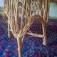 Circular bamboo and faux marble coffee or wine table, 1960s