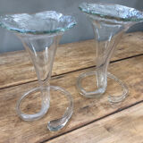 Pair of so-called "corolla" vases in Murano glass