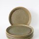 Lot de 6 assiettes plates en grès moucheté, Marron & Vert, Fabrication Arti