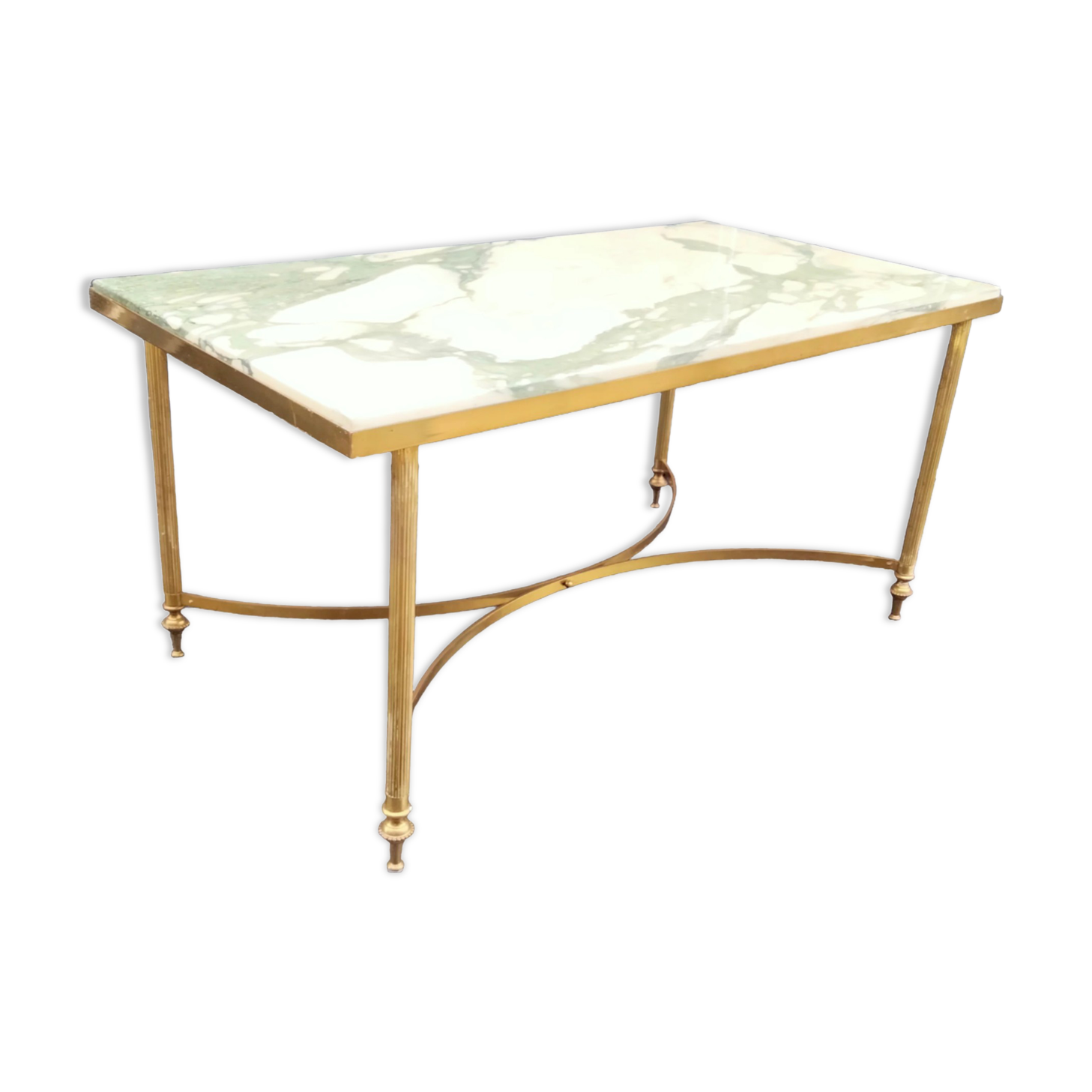 Old vintage gilded side table with marble top
