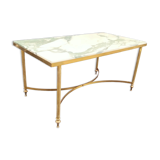 Old vintage gilded side table with marble top