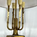 Lampe de table italienne en laiton et marbre du milieu du siècle des années 50