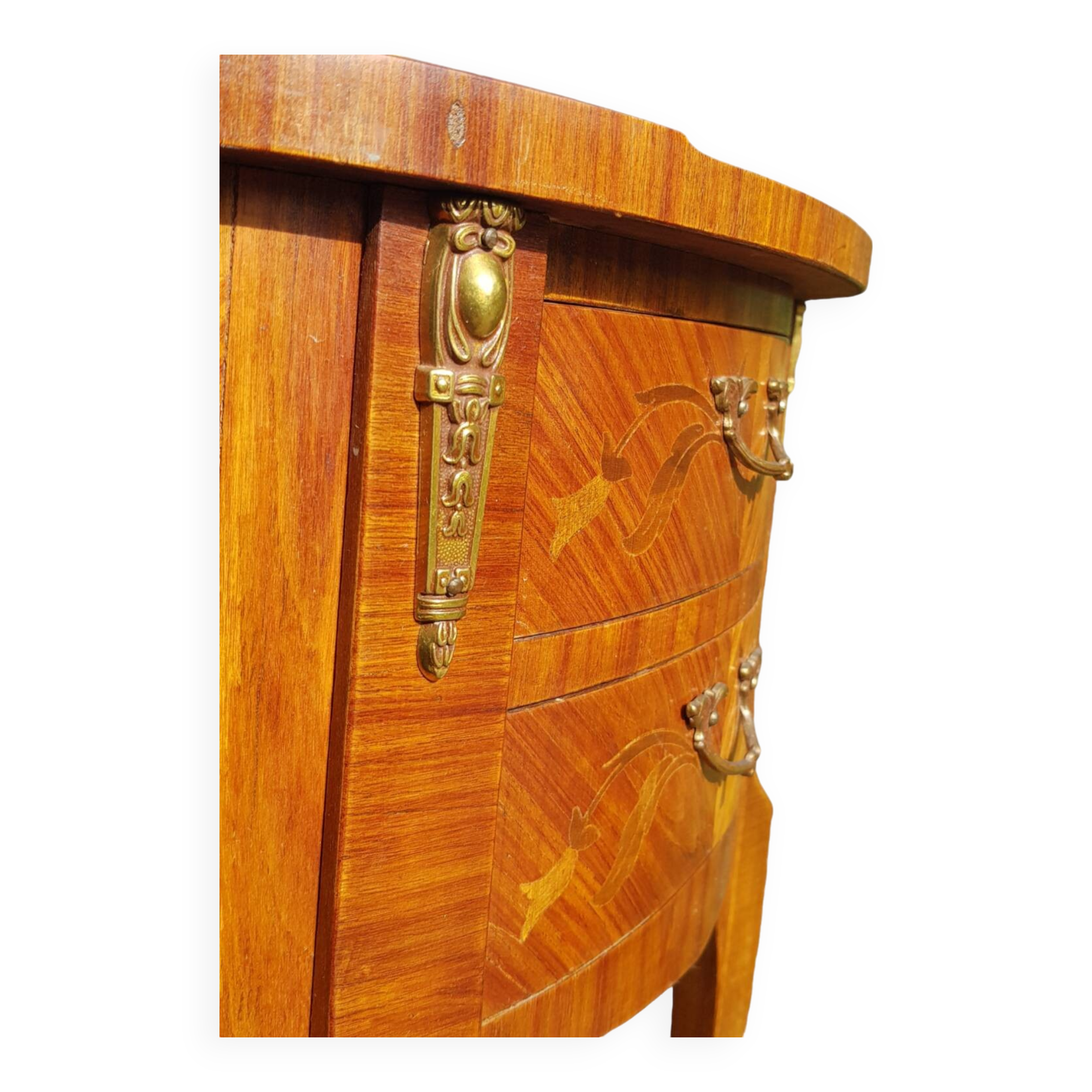 Louis XV style bedside table with marquetry