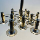 Pair of Large Chromed and Smoked glass chandelier