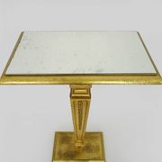 Console, guéridon table d'appoint en bois doré plateau miroir biseauté. Ann
