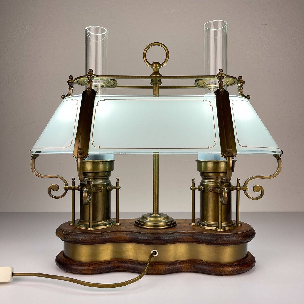 Lampe de table vintage en bois et laiton par Qvist & co, Suède, années 1970