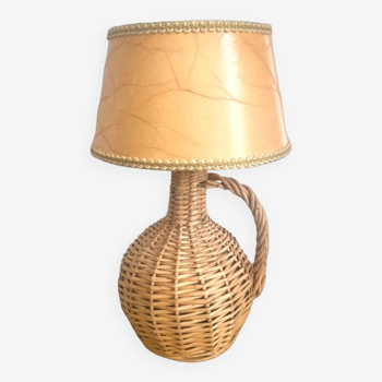 Rattan lamp, fabric cable, paper shade