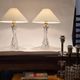 Elegant pair of table lamps The Modern Scandinavian Modern with Orrefors glass and brass.