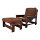 Scandinavian oak armchair and ottoman, 1960s